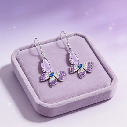 Lavender Butterfly Sparkle 925 Sterling Silver Fashion Earings