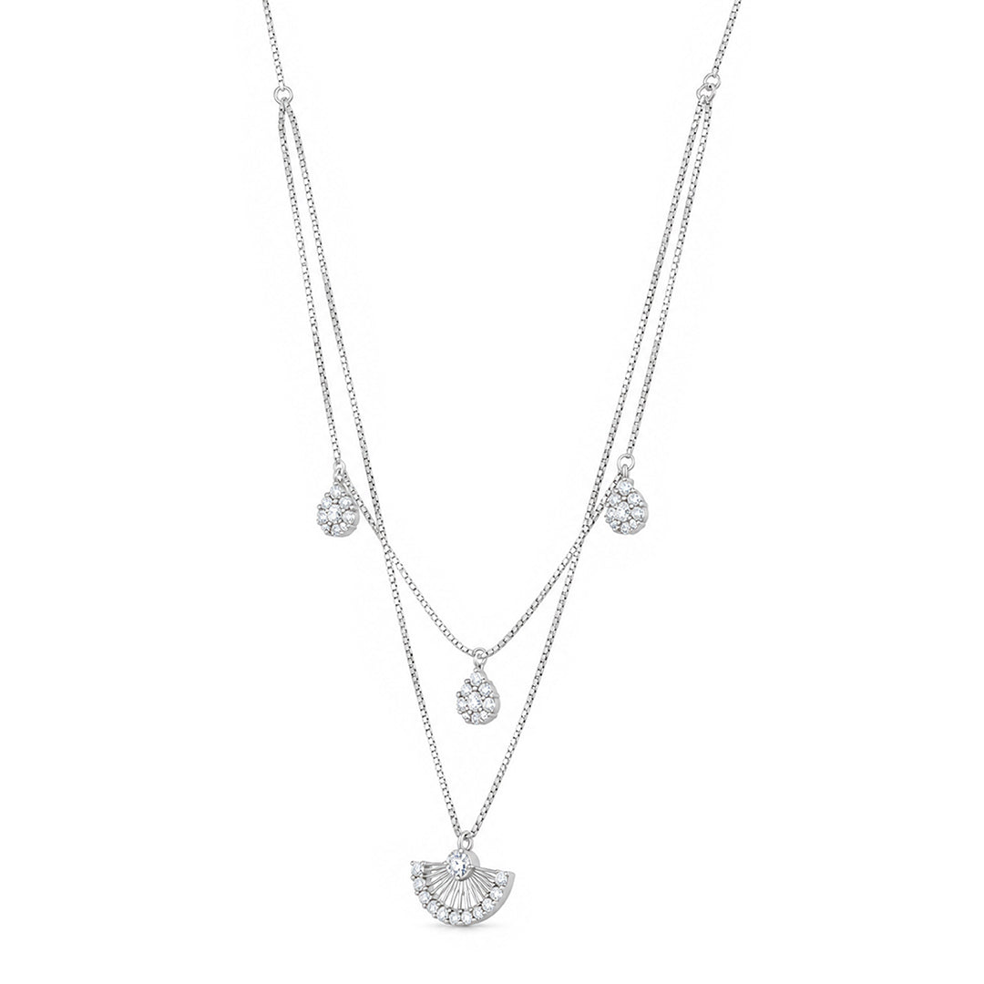 Layered Geometric Charm Sterling Silver Chain