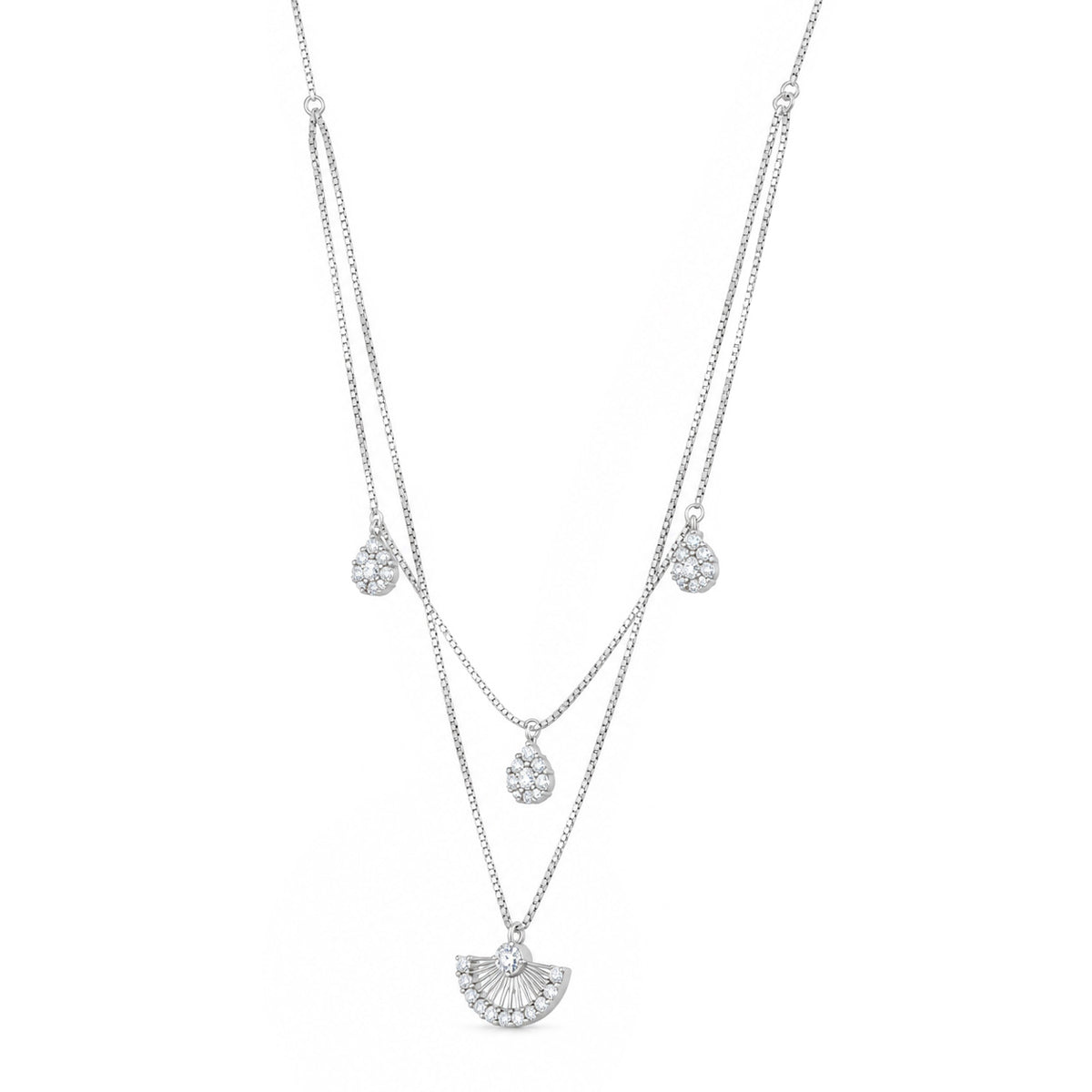 Layered Geometric Charm Sterling Silver Chain