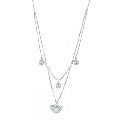 Layered Geometric Charm Sterling Silver Chain