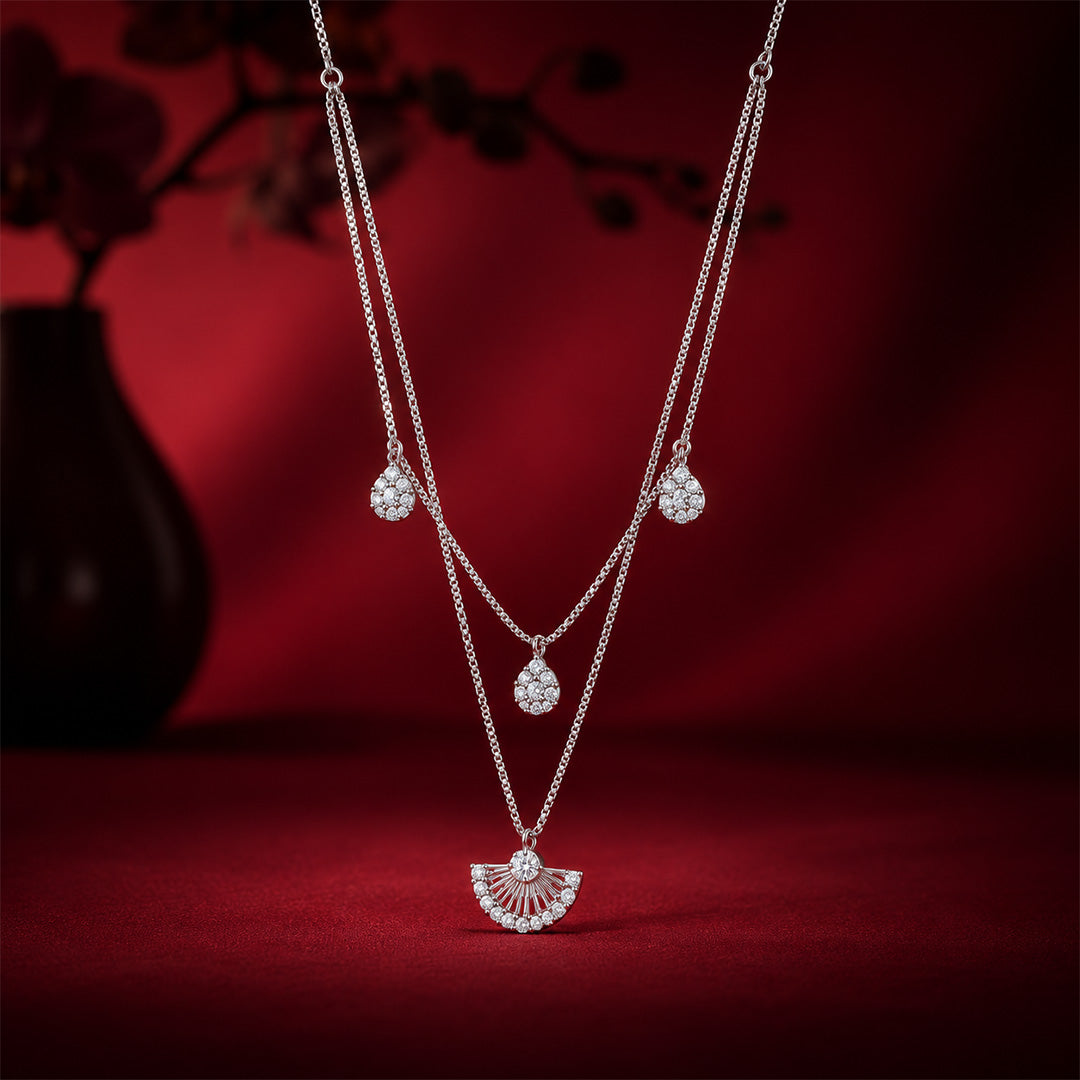 Layered Geometric Charm Sterling Silver Chain