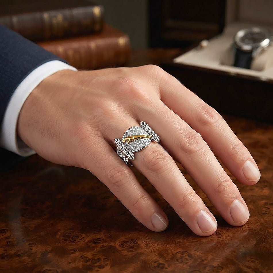Leaping Jaguar Dual-Tone Silver Ring