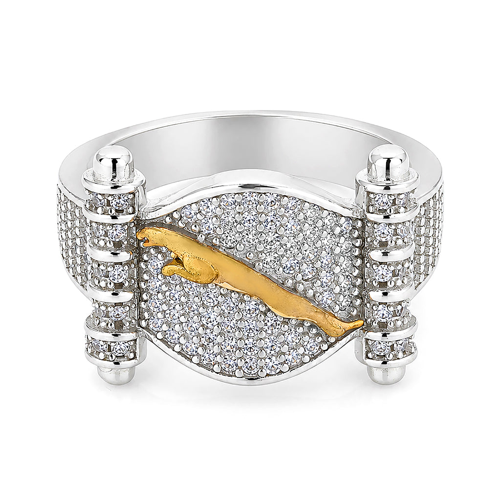 Leaping Jaguar Dual-Tone Silver Ring