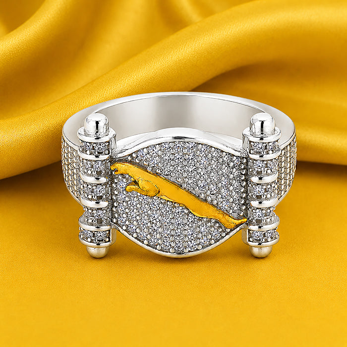 Leaping Jaguar Dual-Tone Silver Ring