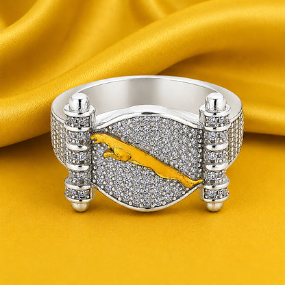 Leaping Jaguar Dual-Tone Silver Ring