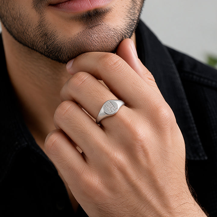 Letter H Silver Ring with Crystal Detailing