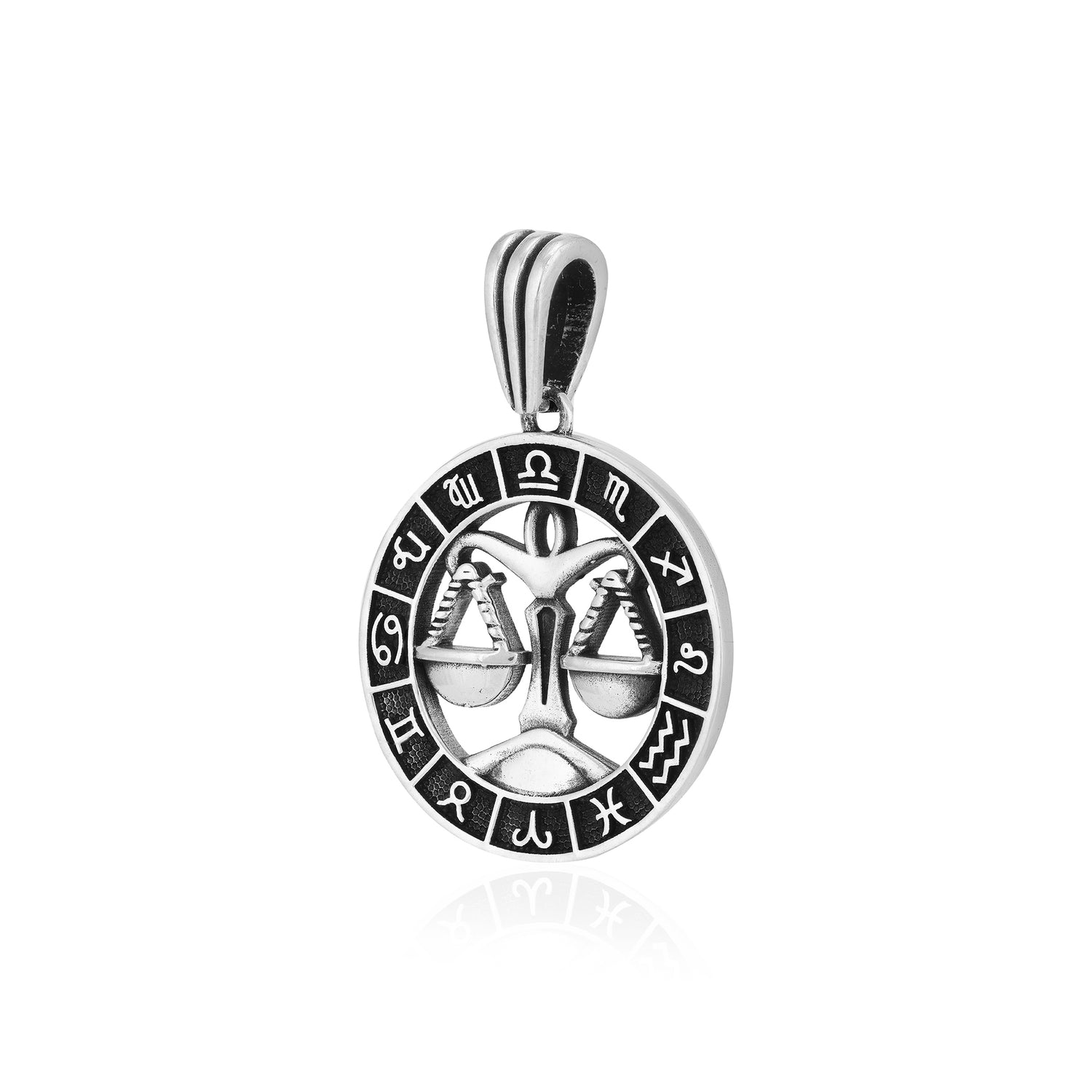 Libra Horoscope Round 925 Sterling Silver Pendant