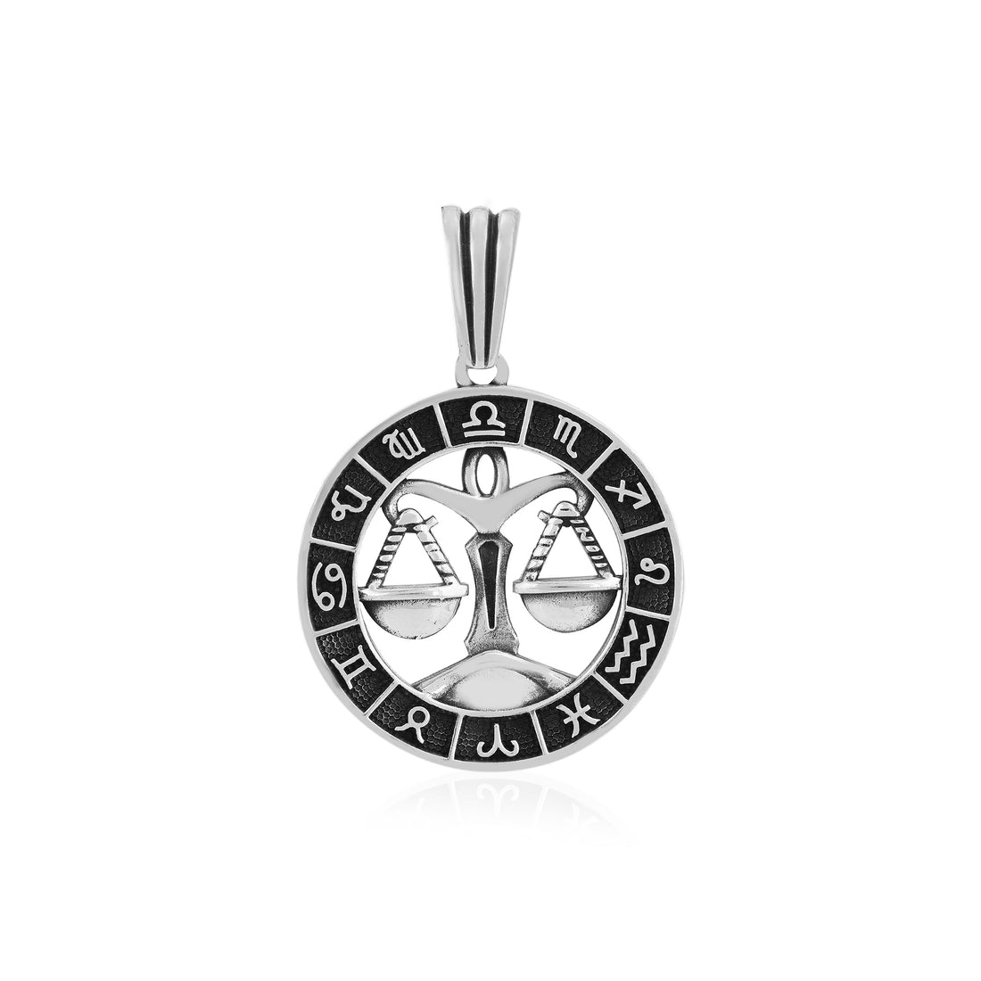 Libra Horoscope Round 925 Sterling Silver Pendant