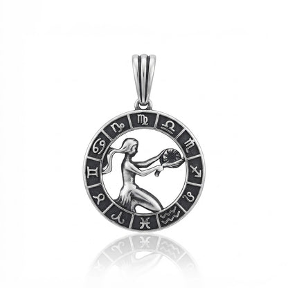 Libra Zodiac Silver Rakhi Pendant