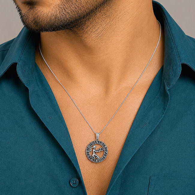 Libra Zodiac Silver Rakhi Pendant