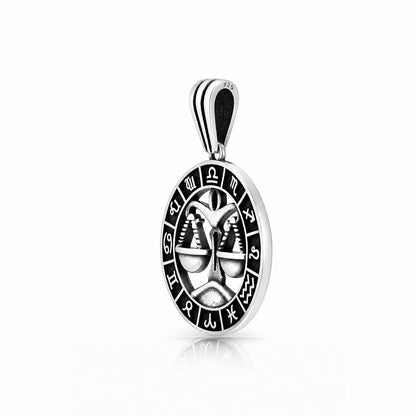 Libra Zodiac Silver Rakhi Pendant