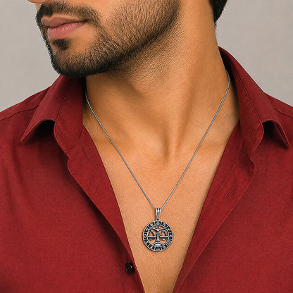 Libra Zodiac Silver Rakhi Pendant