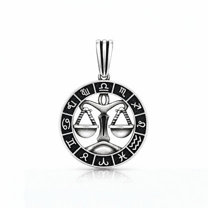 Libra Zodiac Silver Rakhi Pendant