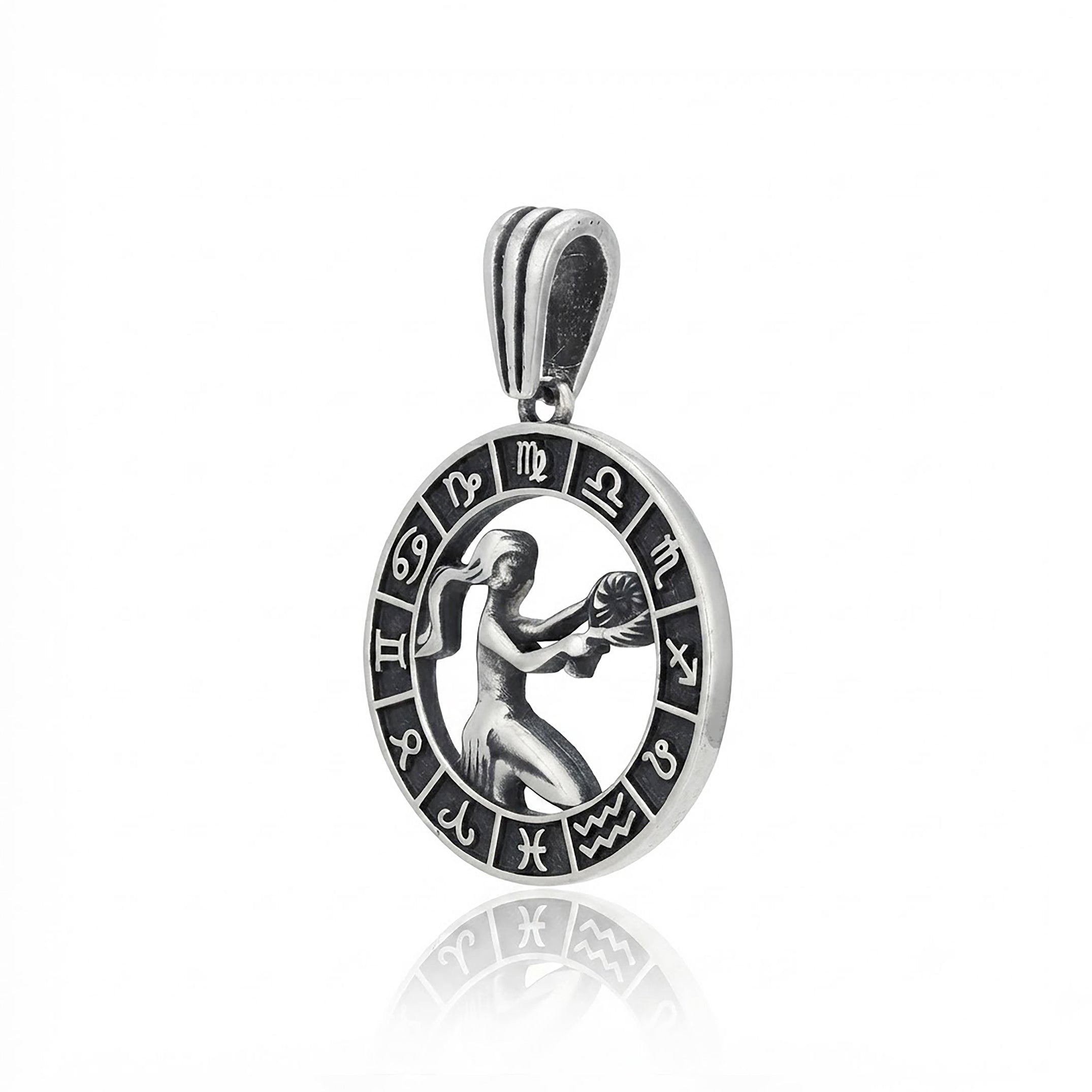 Libra Zodiac Silver Rakhi Pendant