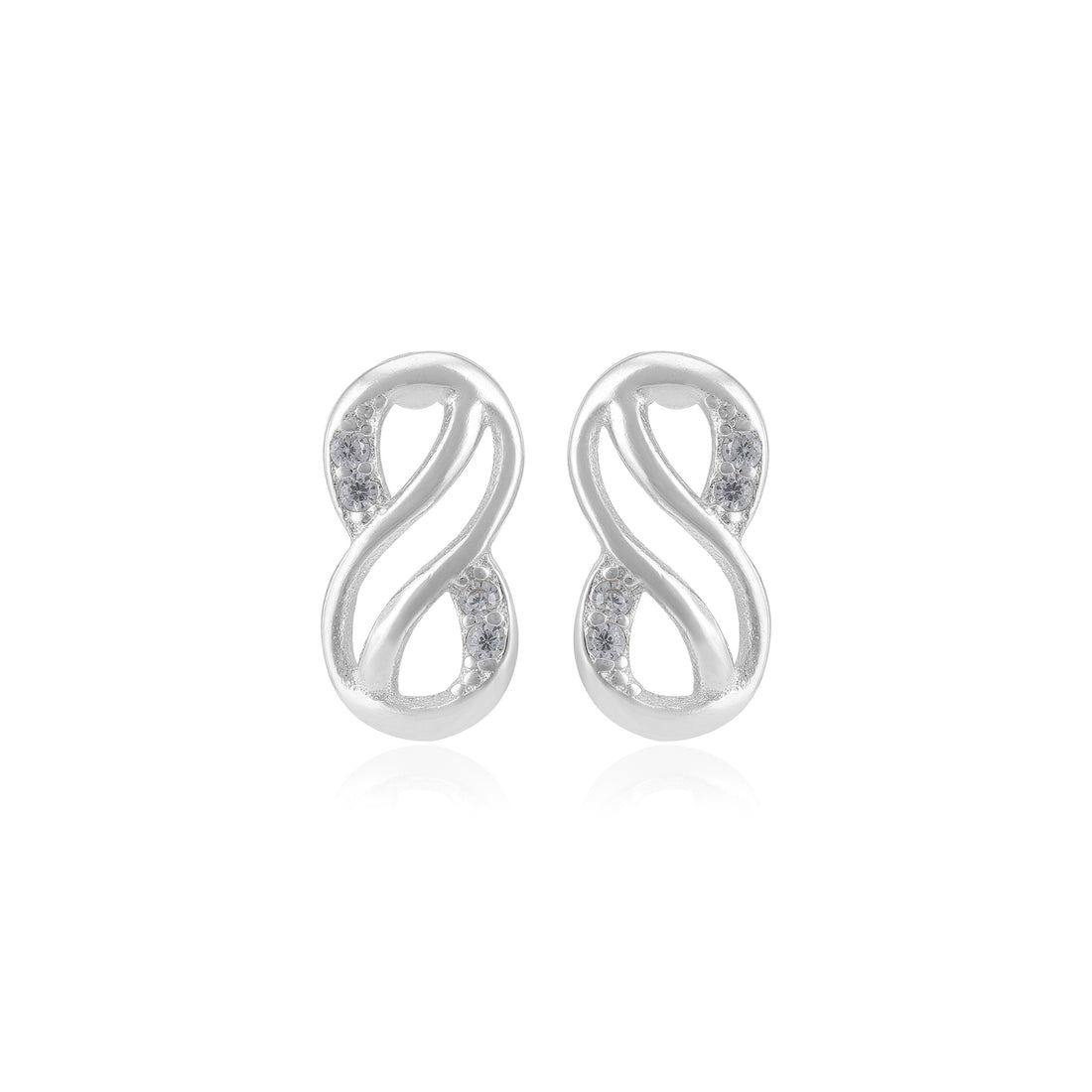 Limitless Shine Rhodium Plated Infinity Studs