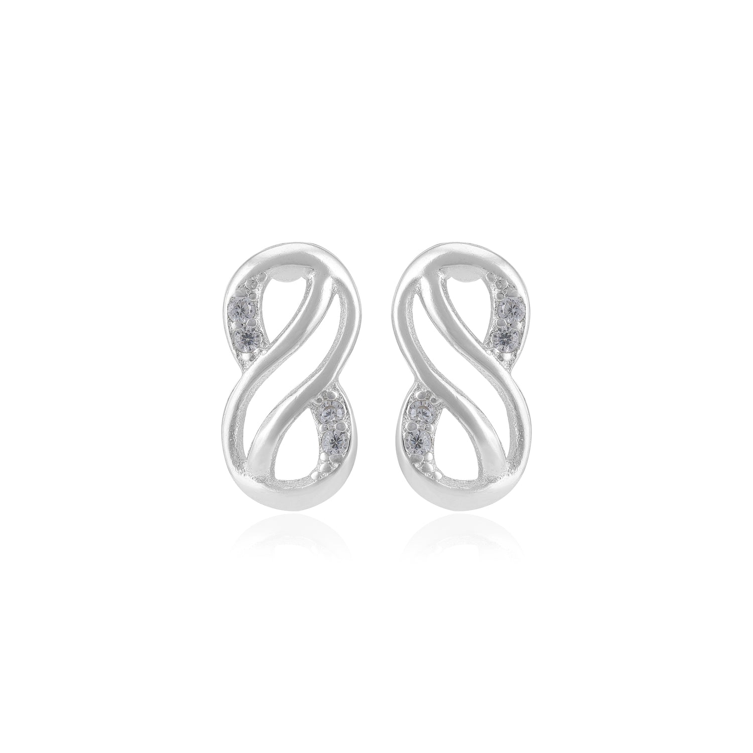 Limitless Shine Rhodium Plated Infinity Studs