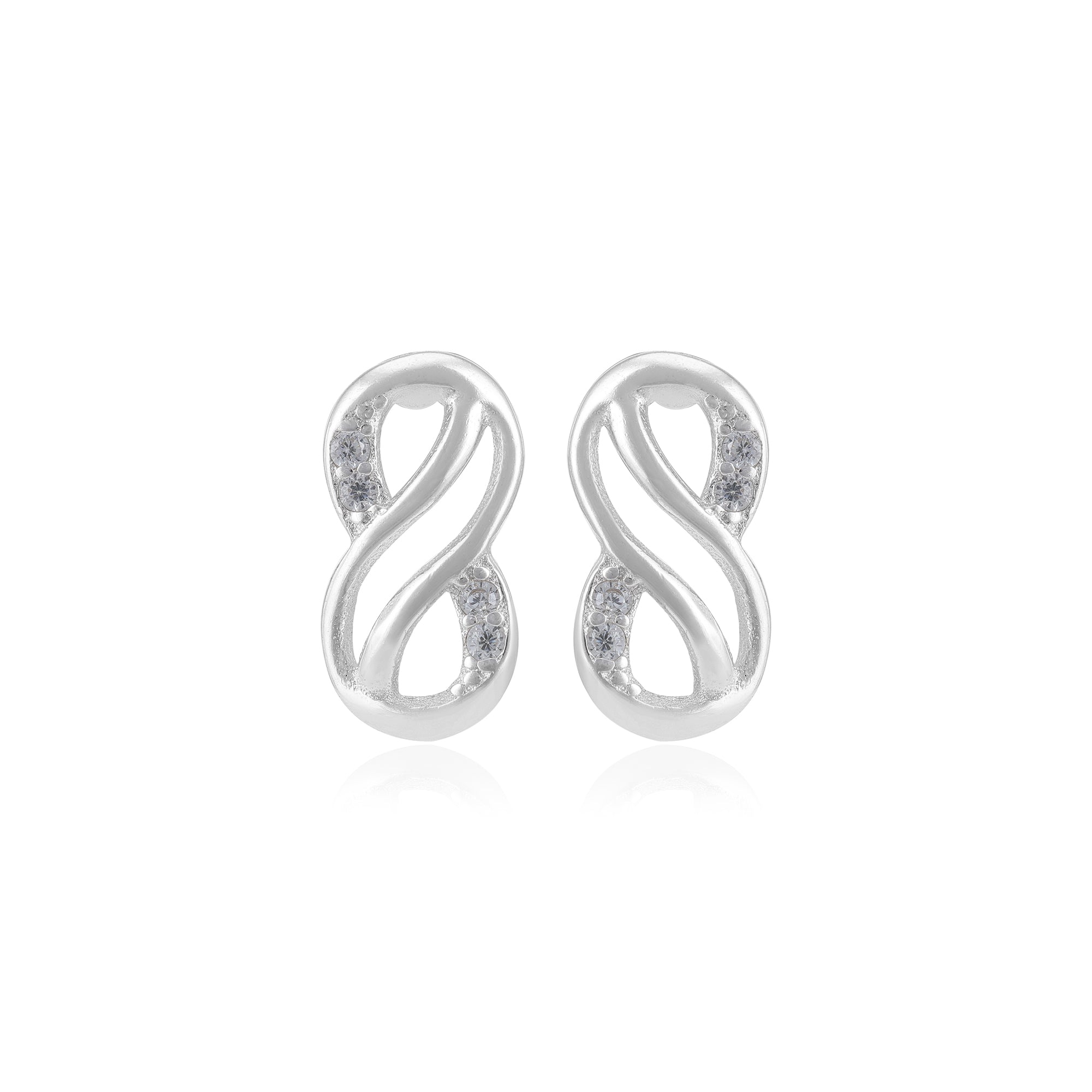 Limitless Shine Rhodium Plated Infinity Studs