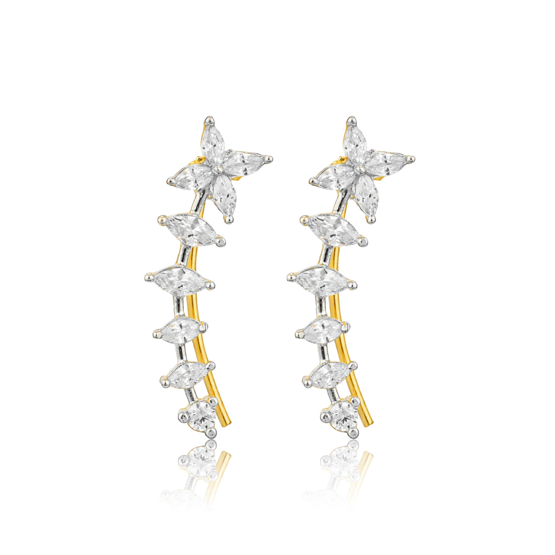 Linear Blossom 925 Sterling Silver Design Earrings for Women