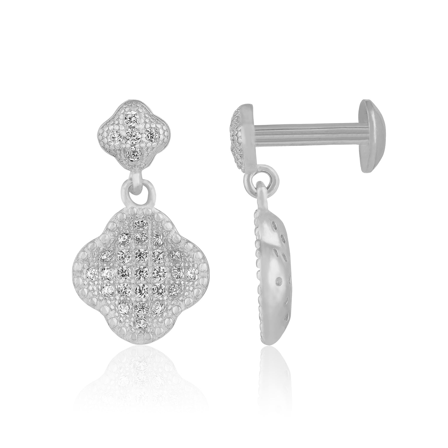 Linked Glow 925 Sterling Silver Clover Earring for Women