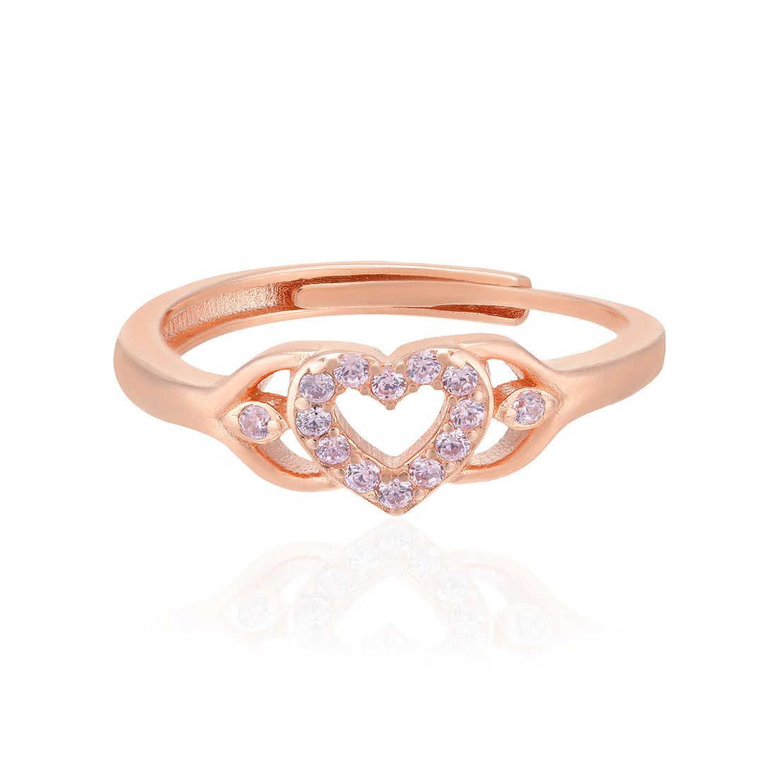 Linked Sides Rose Gold Plated Solitary Heart Rings
