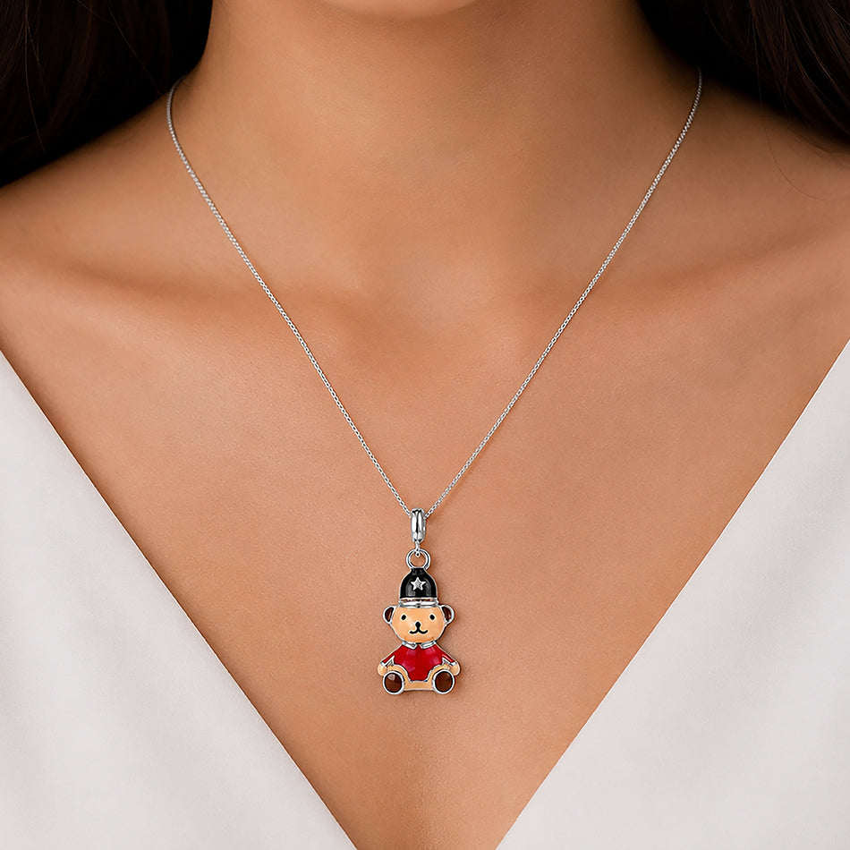 Little Soldier 925 Sterling Silver Teddy Pendant