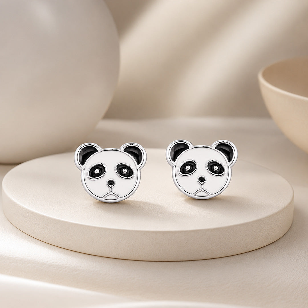 Little Panda Charm 925 Sterling Silver Stud for Kids