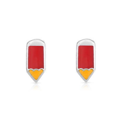 Little Red Pencil 925 Sterling Silver Stud for Kids