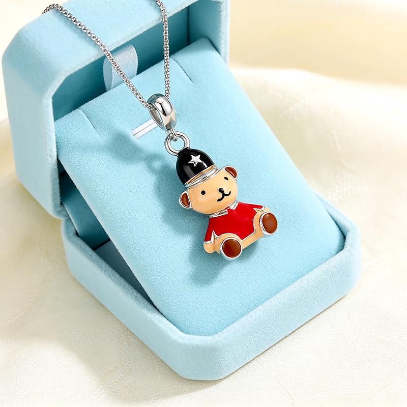 Little Soldier 925 Sterling Silver Teddy Pendant