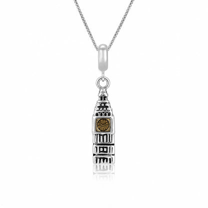 London Tower 925 Sterling Silver Clock Pendant