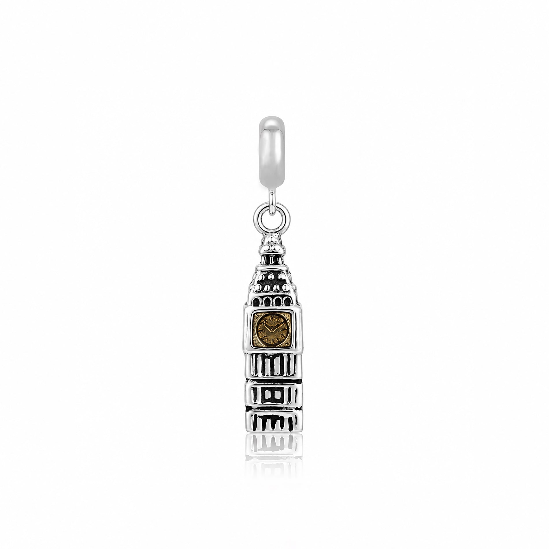 London Tower 925 Sterling Silver Clock Pendant