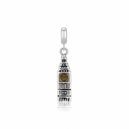 London Tower 925 Sterling Silver Clock Pendant