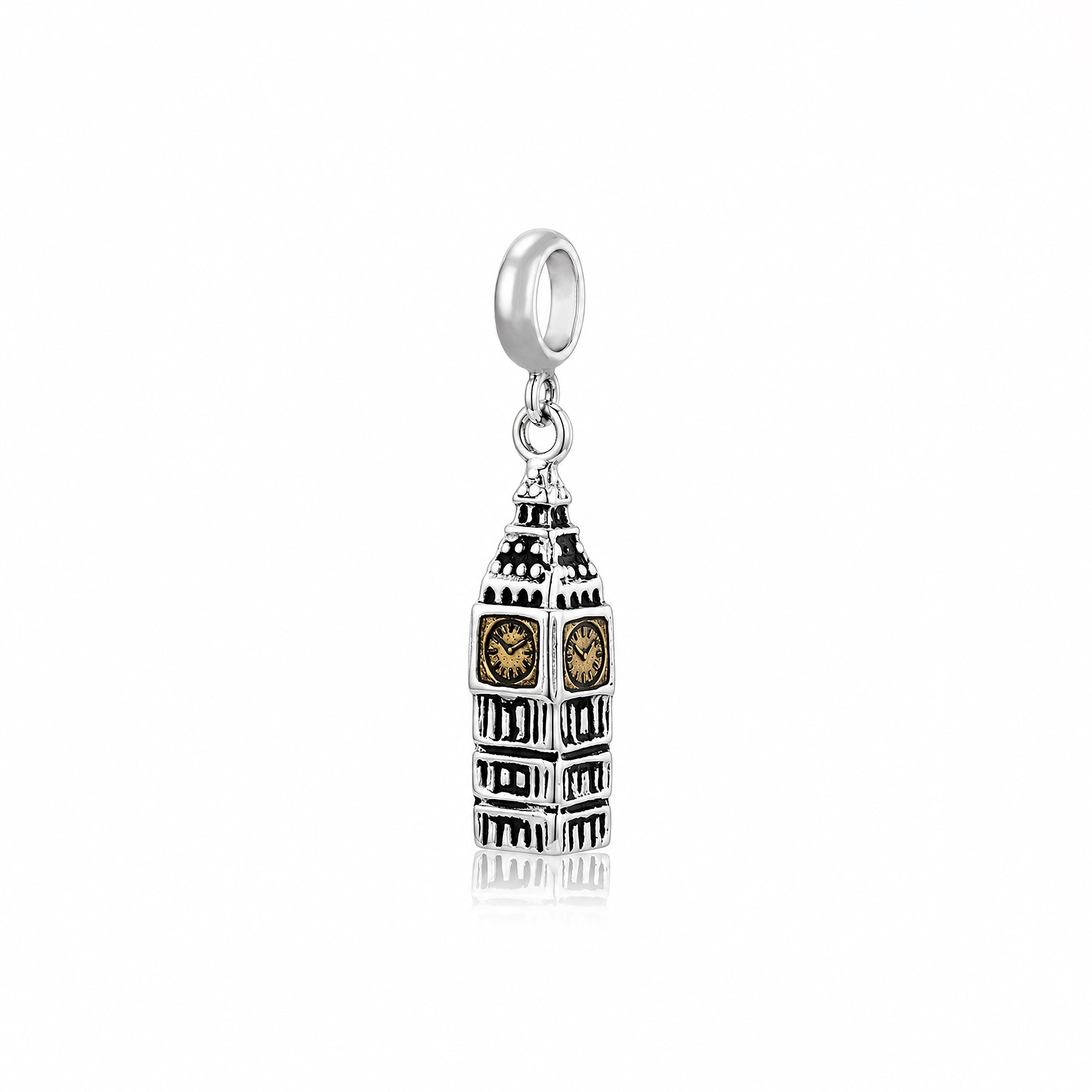 London Tower 925 Sterling Silver Clock Pendant