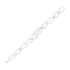 Long Curved Curb Rhodium Plated 925 Bracelet 
