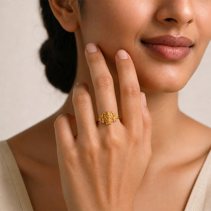 Lord Ganesha Temple Style Sterling Silver Ring