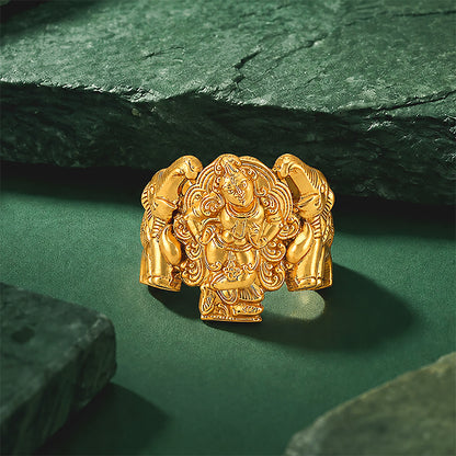 Lord Ganesha Temple Style Sterling Silver Ring