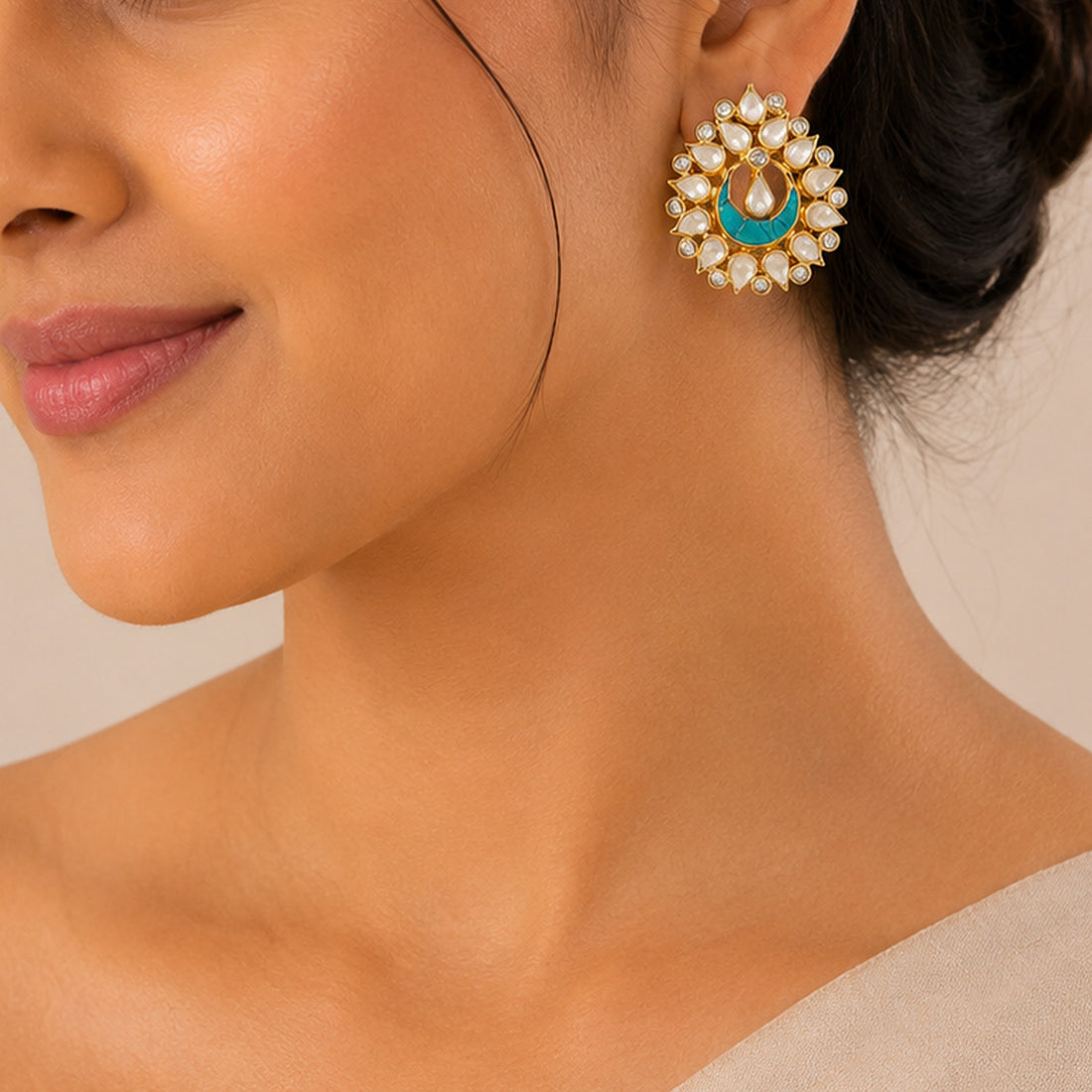 Lotus Pearl Aura 925 Sterling Silver Statement Earrings
