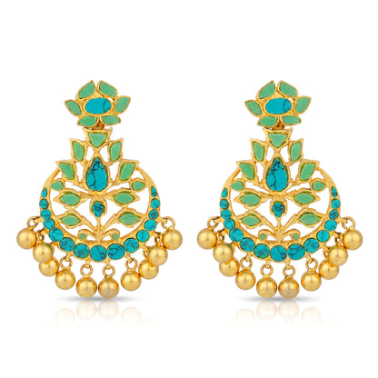 Lotus Turquoise 925 Sterling Silver Golden Drop Earring