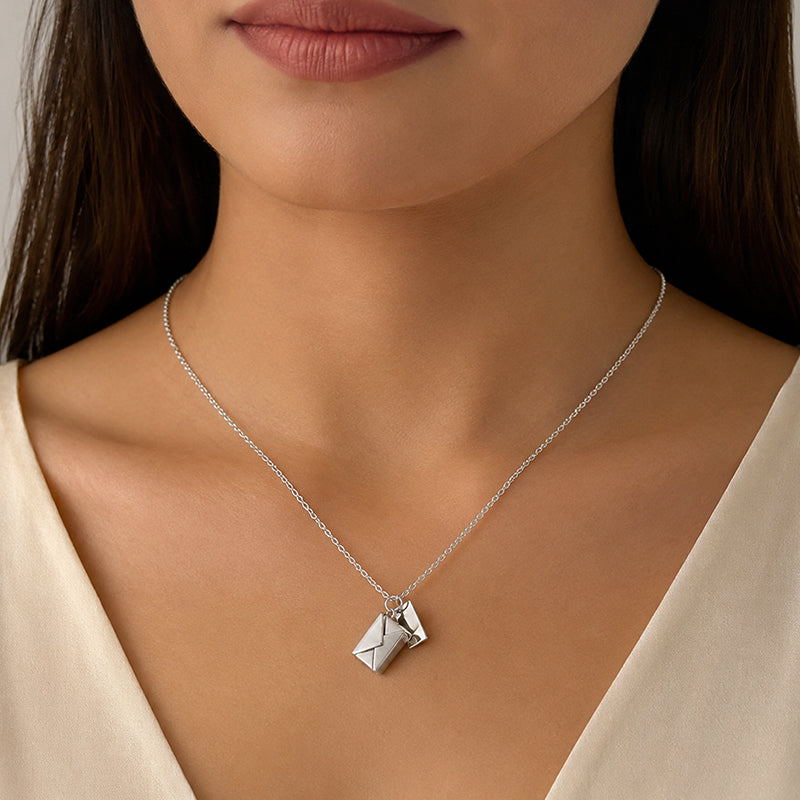 Love Letter Envelope Silver Chain Pendant