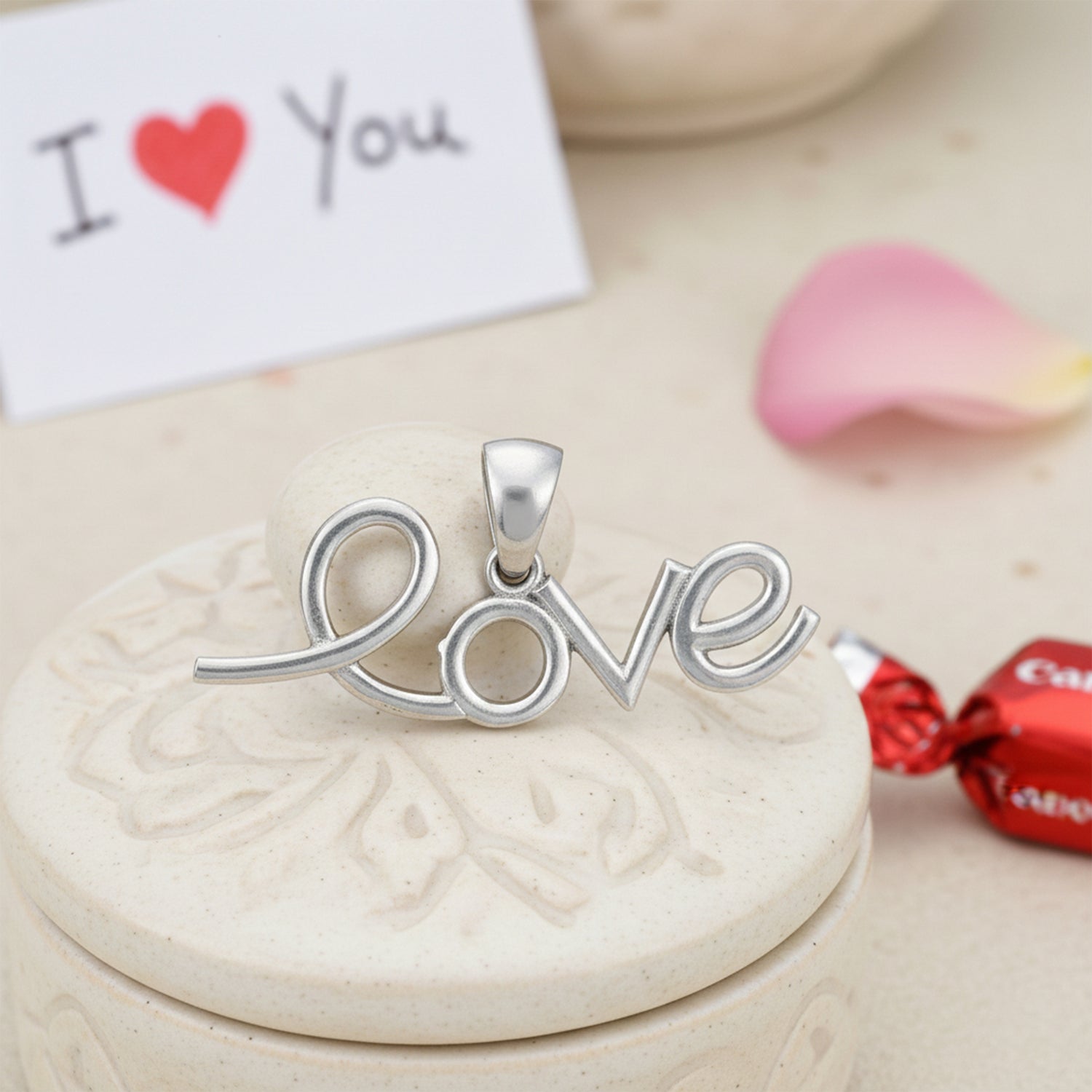 Graceful Love Cursive 925 Sterling Silver Pendant for Women