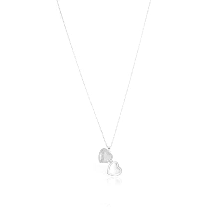 Love Embrace Rhodium Plated Heart Shaped Locket Chain Pendants