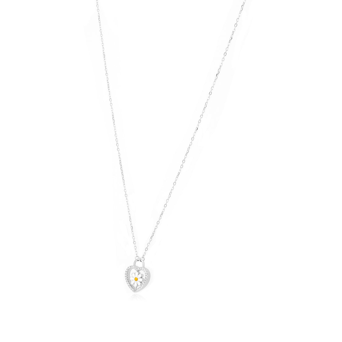 Love Heart Rhodium 925 Delicate Flower Chain Pendant