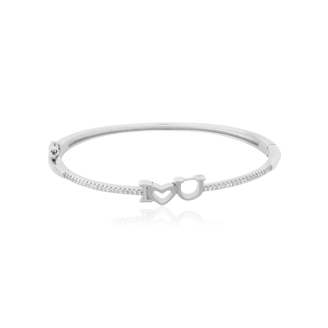 Love Heart Rhodium Plated Charm Kada 