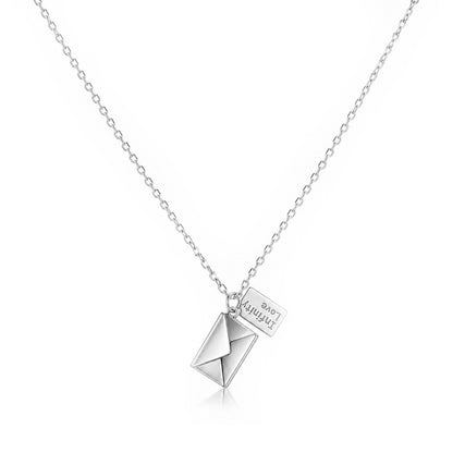 Love Letter Envelope Silver Chain Pendant