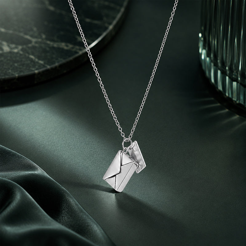 Love Letter Envelope Silver Chain Pendant