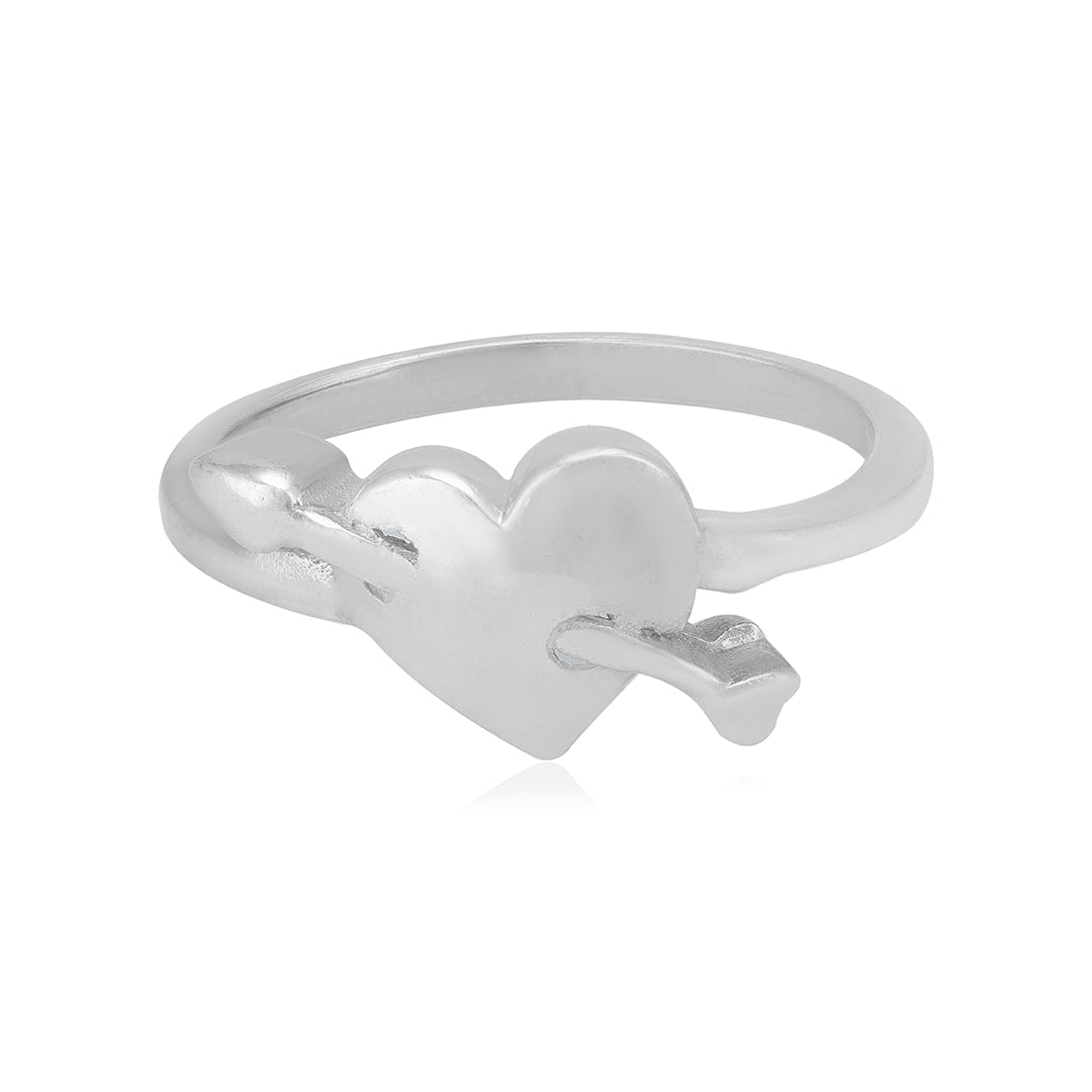 Love Strike Rhodium Plated 925 Cupids Arrow Heart Rings