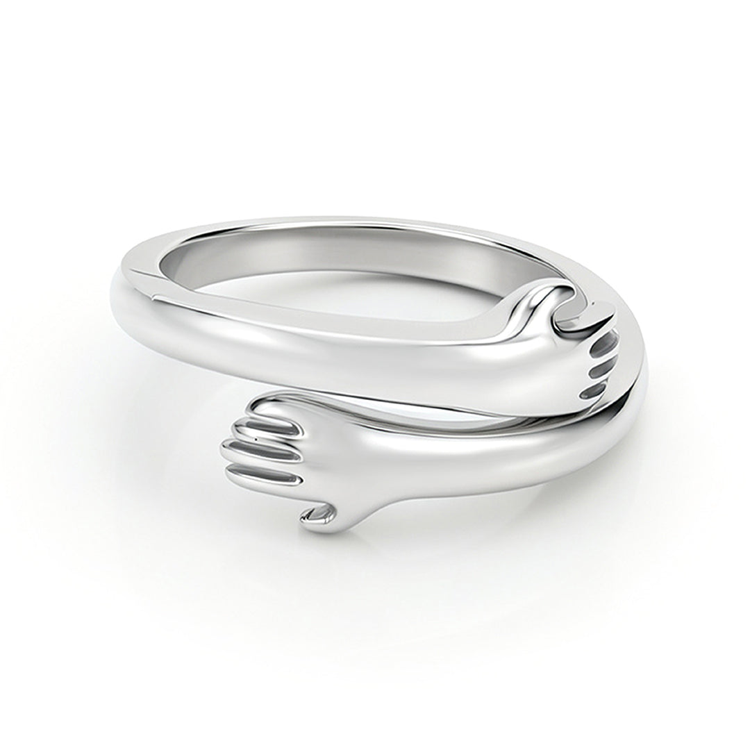 Love Today Holding Hands Symbol 925 Sterling Silver Ring for Women