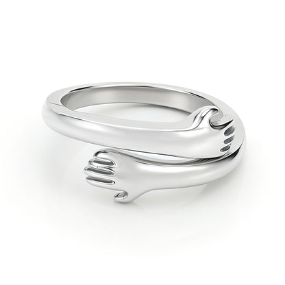 Love Today Holding Hands Symbol 925 Sterling Silver Ring for Women