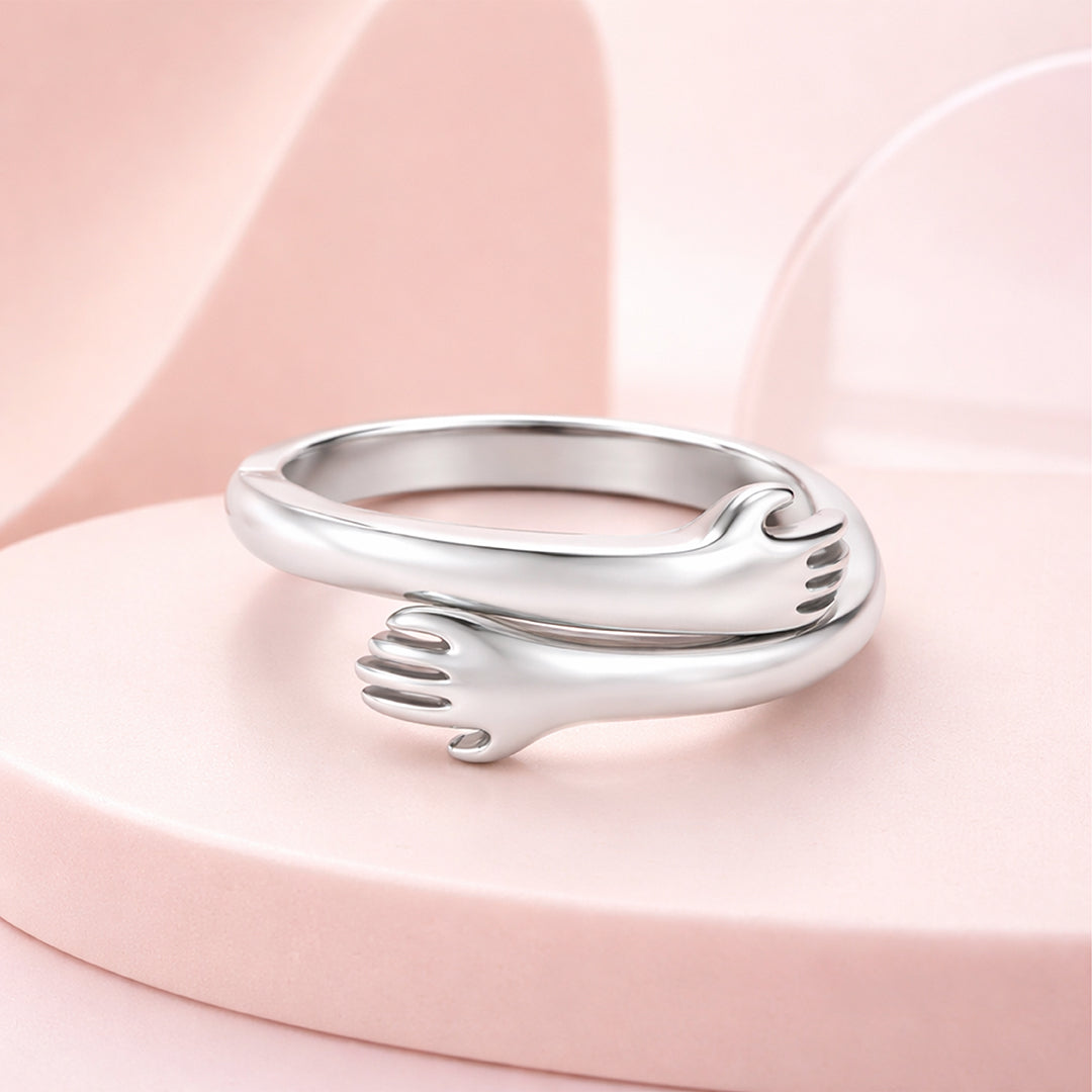 Love Today Holding Hands Symbol 925 Sterling Silver Ring for Women