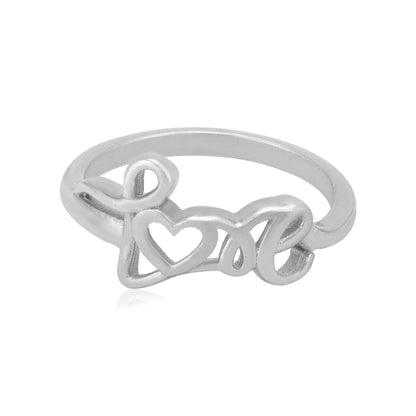 Love with Heart Rhodium Plated 925 Chic Rings