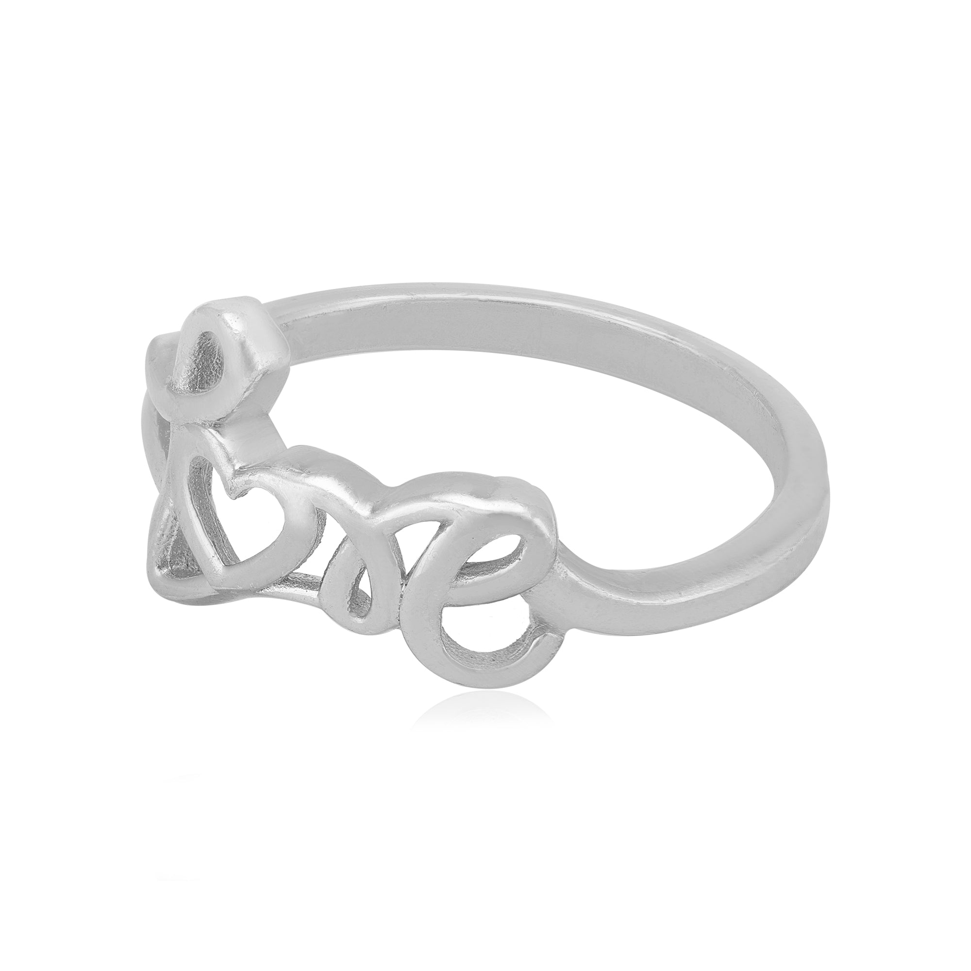 Love with Heart Rhodium Plated Chic Rings